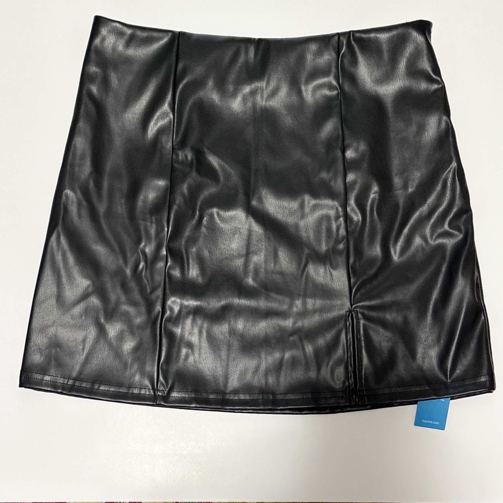 CupShe Black Faux Leather Skirt